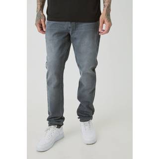 Mens Mid Grey Tall Straight Rigid Jeans