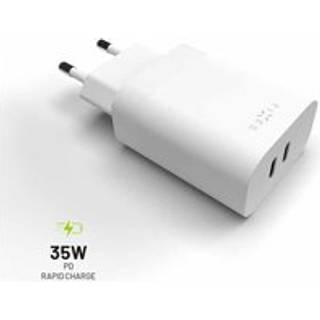 Fixed 35W PD 2x USB-C Hurtig Vægoplader - Hvid