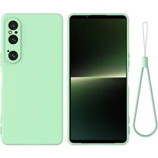 Sony Xperia 1 VI Liquid Silikone Cover med Strop - Grøn