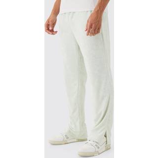 Mens Pale Green Regular Fit Split Hem Towelling Joggers