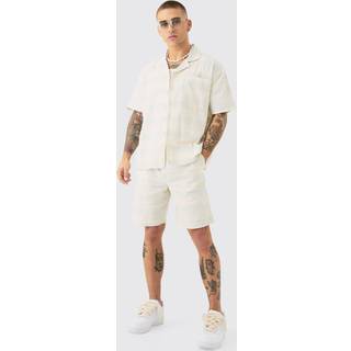 Mens Light Blue Boxy Short Sleeve Open Weave Shirt & Short Set