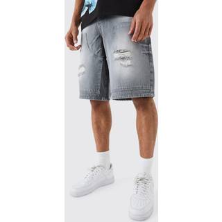 Mens Ripped Carpenter Denim Jorts In Grey