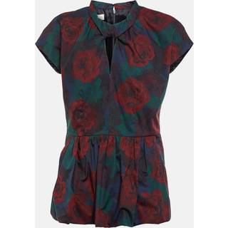 Dries Van Noten Floral peplum cotton poplin top - multicoloured - XXS