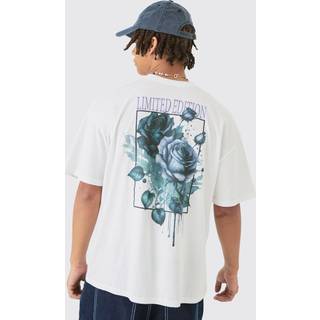 Mens White Oversized Limited Edition Floral Back Print T-shirt