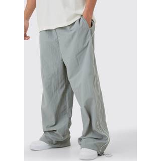 Mens Grey Elasticated Waist Side Stripe Parachute trousers