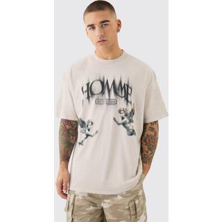 Mens Stone Oversized Washed Blurred Renaissance T-shirt