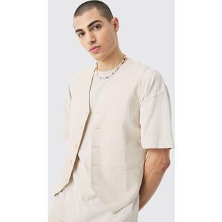 Mens Natural Linen Blend Slim Fit Waistcoat