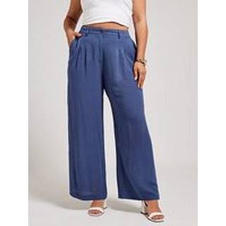 Yours Curve Yours Curve Blue Pleated Front Trousers