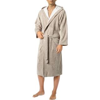 Morgenstern Herren Kapuzenbademantel beige Baumwolle & Mix unifarben