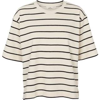 Anneli Oversized Tee - Birch/Black S - 100% Cotton (Organic GOTS) - T-shirts