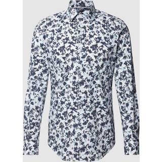 BOSS Black Herren Hemd blau geblümt Slim Fit