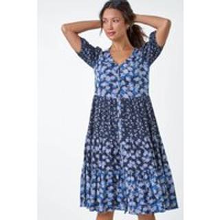 Roman Roman Blomster Blend Tiered Smock Kjole - EU 44 (UK 16)