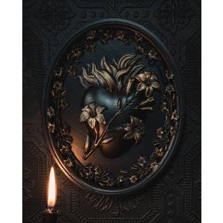 Sacred Heart Gothic Wandbild mit Lilien 20cm