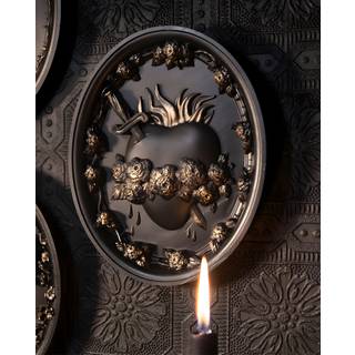 Sacred Heart Gothic Wandbild mit Pfingstrosen 20cm
