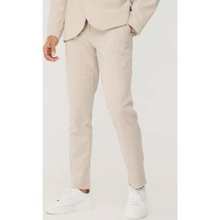 Mens Stone Micro Houndstooth Slim Fit Suit Trousers