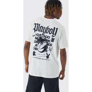 Mens Tall Playboy Back Printed Licensed T-shirt In White