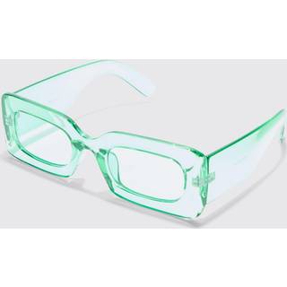 Mens Rectangular Clear Plastic Sunglasses In Green