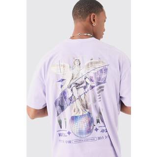 Mens Lilac Oversized Boxy Disco Renaissance Wash Print T-shirt