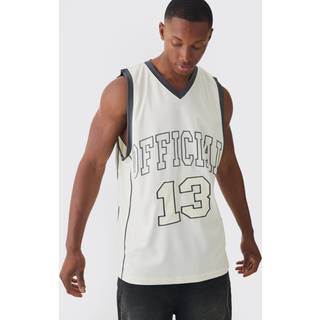 Mens Ecru Regular Fit Mesh High Build Print Mesh Vest