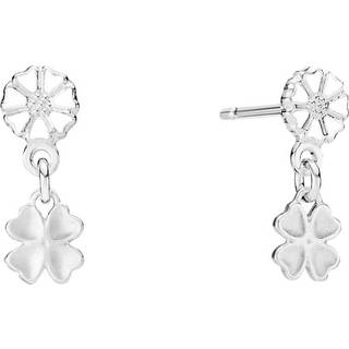 LUND Copenhagen sølv Marguerit øreringe med firkløver