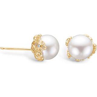 Blossom Copenhagen 9 kt guld ørestikker med 8 mm ferskvandsperle og kubisk zirkonia