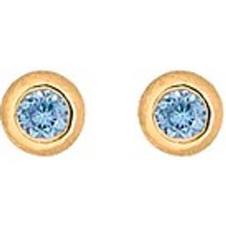 Blossom Copenhagen ørestikker i forgyldt med blå cubiske zirkoner