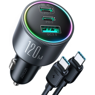 Joyroom biloplader 120W, 2x USB-C, 1x USB-A, PD, QC3.0