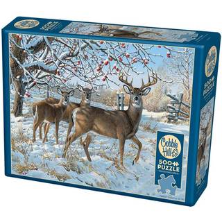 Cobble Hill 500 Piece Puzzle - Winter Deer - Eksempelplakat inkluderet