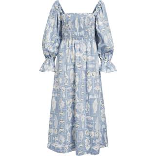 Object - Objaibizi Lo 3/4 Long Dress 133 - 4512428 Brunnera Blue Lemon Merinque
