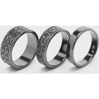 Mens Gun Metal 3 Pack Ring Set
