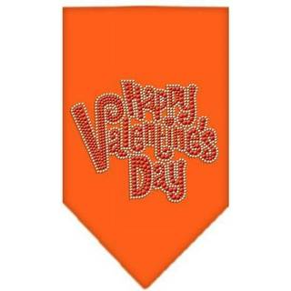 Happy Valentines Day Rhinestone Bandana Orange Small
