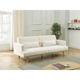 3-personers sovesofa med klik-klak mekanisme i hvidt bouclé stof ESME