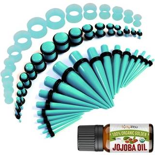 BodyJ4You 54PC Ear Stretching Kit 14G-12mm - Efterpleje Jojobaolie - Gennemsigtig turkis akrylpropper Gauge Tapers Silikonetunneller - Letvgts E