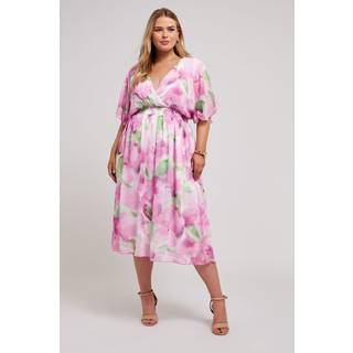 Yours Curve Yours Curve Pink Metallic Shirred Waist Wrap Dress