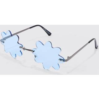 Mens Flower Rimless Sunglasses In Light Blue