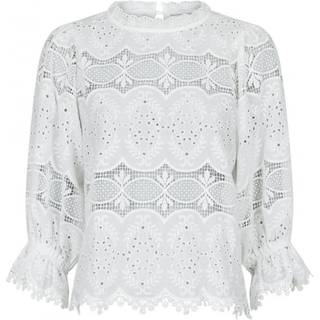 Adela Big Embroidery Bluse, White, 34