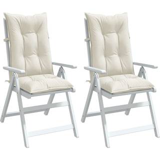 Stolehynder Med Høj Ryg Stof Cremefarvet - 2 / meleret cremefarvet / 120 x 50 x 7 cm