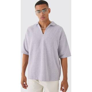 Mens Purple Overhead V Neck Geo Textured Shirt