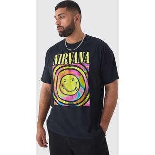Mens Black Plus Nirvana Smiley License T-shirt