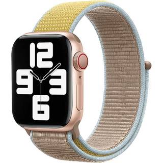 Apple Watch (42/44/SE/45/46/49mm) Lippa Nylonrem - Gul m. Blå Kant