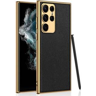 SKALO Samsung S23 Ultra PU-læder Gold Edge Cover - Sort