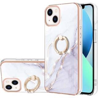 SKALO iPhone 14 Marmor TPU Cover med ring - #3
