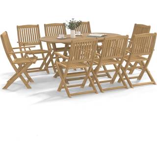 Foldbare Havestole 57,5X54,5X90 Cm Massivt Akacietræ - 8 / Lysebrun / Med armlæn