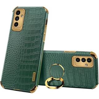 SKALO Samsung A04s 4G Crocodile Guldkant Cover - Grøn