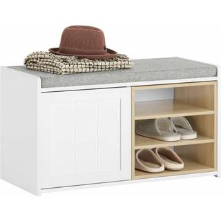 SoBuy Skobænk med Hylder - Hvid Indgangsmøbel FSR109-WN