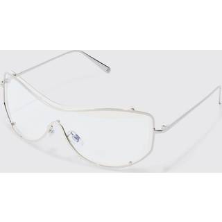 Mens Clear Lens Visor Sunglasses In Silver