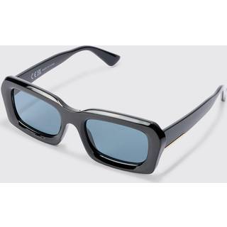Mens Rectangular Metal Frame Sunglasses In Black