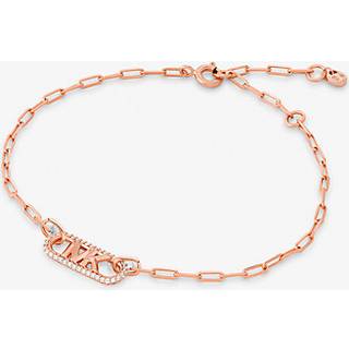 MK Precious Metal-Plated Sterling Silver Pavé Empire Logo Chain Link Bracelet - Rose Gold - Michael Kors - ONE SIZE