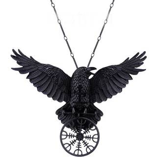Schwarze Raben Halskette mit Rune