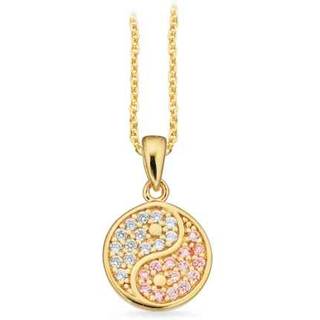 Scrouples vedhæng yin yang cubic zirkonia i forgyldt med kæde